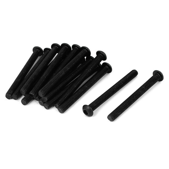 Uxcell M6x60mm 10.9 Alloy Steel Button Head Hex Socket Cap Screw Bolt Black (15-pack)