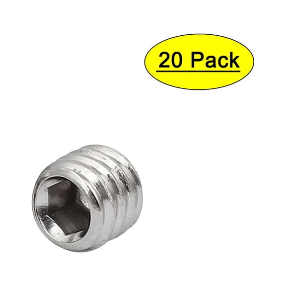 Uxcell M6x6mm 316 Stainless Steel Hex Socket Cup Point Grub Set Screws (20-pack)