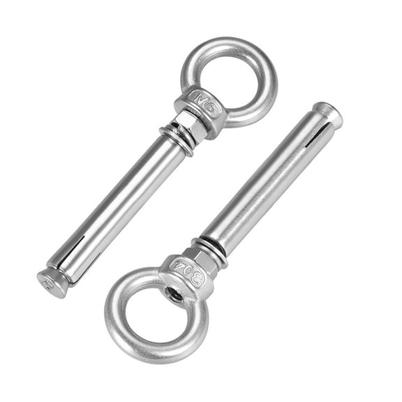 Uxcell M6x70 Expansion Eyebolt Screw Eye Nuts with Ring Raw Bolts 2pcs
