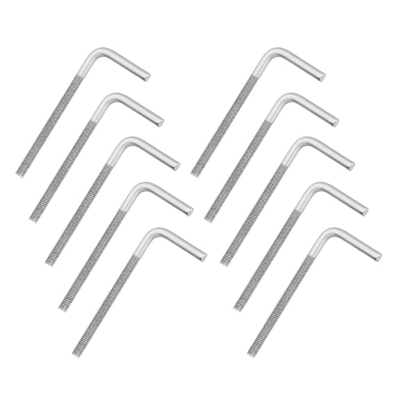 Uxcell M6x80mm 7/L-Shaped Right Angle Bolt Screw, 304 Stainless Steel L Shape Foundation Bolt Long Square Bend Screw, 10 Pcs