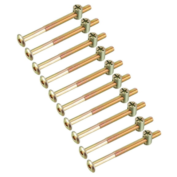 Uxcell M6x80mm Furniture Bolt Nut Set Carbon Steel Zinc Plated 10 Sets