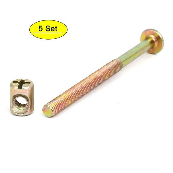 Uxcell M6x85mm Metal Hex Socket Drive Head Furniture Connecting Bolts w Barrel Nuts (5 Sets)