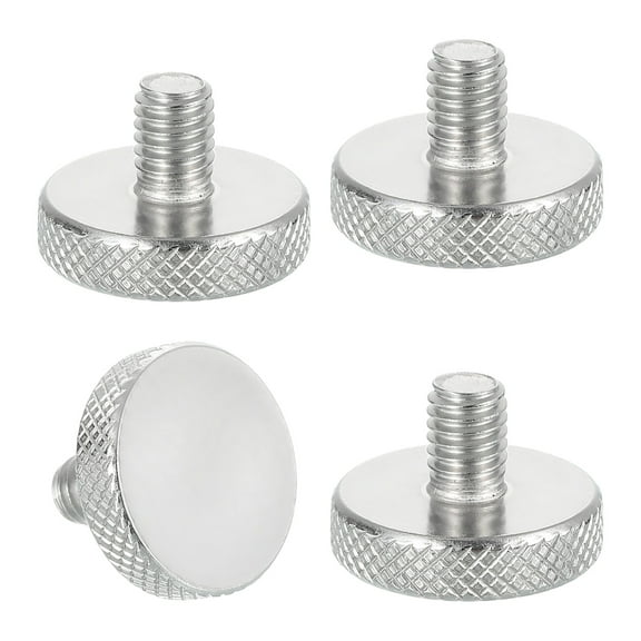 Uxcell M6x8mm Knurled Thumb Screws, 304 Stainless Steel Flat Head Thumb Screws Metric Diamond Knurled Head Bolts Grip Knobs Hand Tighten Thread Fasteners, 20mm Dia. 4 Pcs