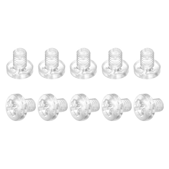 Uxcell M6x8mm Plastic Phillips Bolts PC Pan Head Machine Screws Transparent 20 Pack