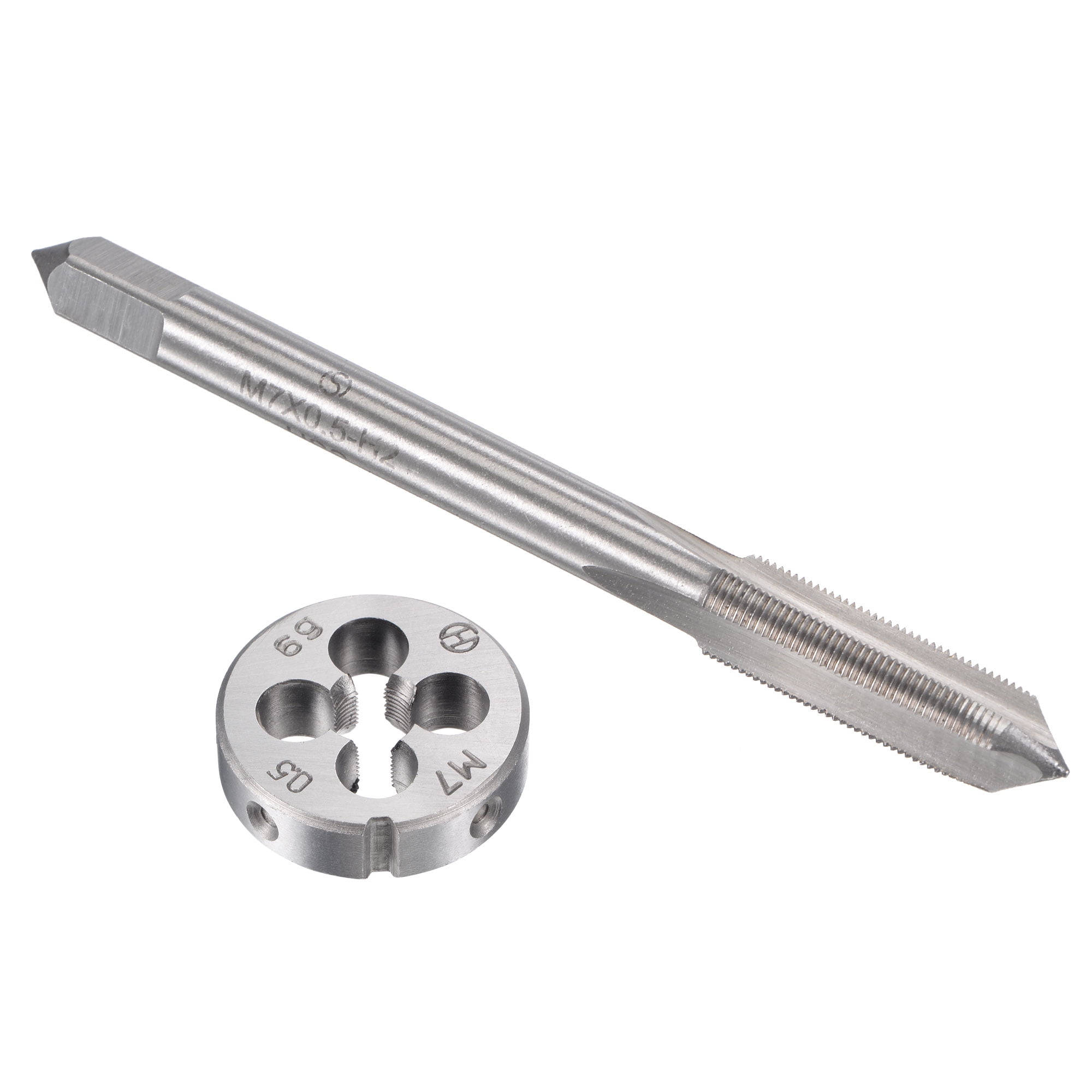 Uxcell M7 x 0.5mm Metric Tap and Die Set Machine Thread Tap with Round ...