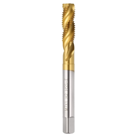 Uxcell M7 x 1 Spiral Flute Thread Tap - M2 High Speed Steel Right Hand Thread Tap Titanium Finish Screw Thread Milling Machine Taps Threading Tapping