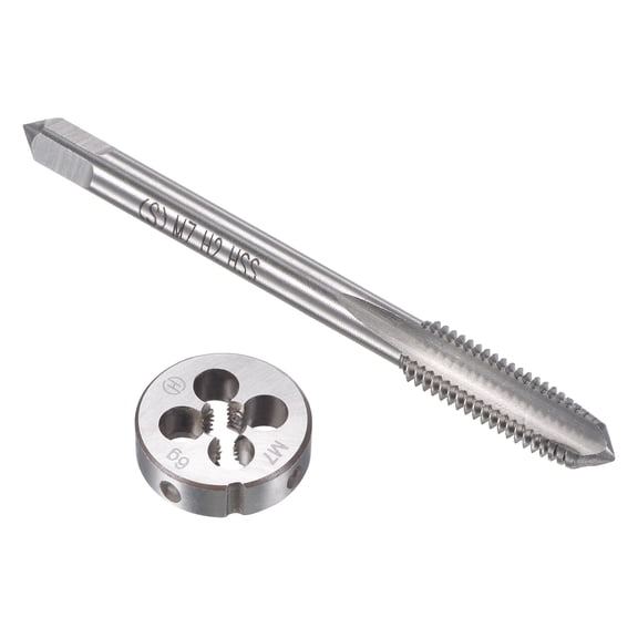 Uxcell M7 x 1mm Metric Tap and Die Set Machine Thread Tap with Round Die