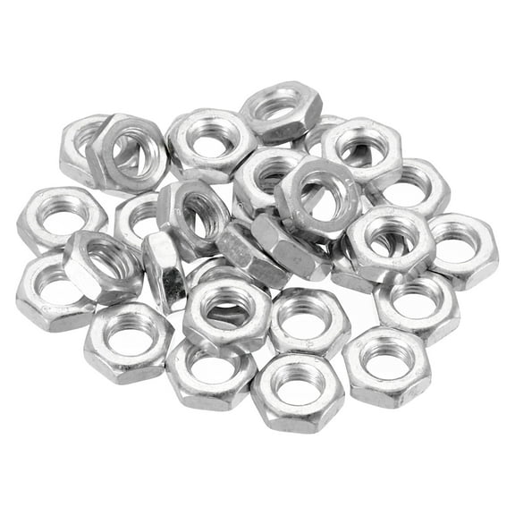Uxcell M7x1.0 Steel Hex Nuts Zinc Plated Hardware Nuts Screw Bolt Fasteners 4mm Height 30 Pack