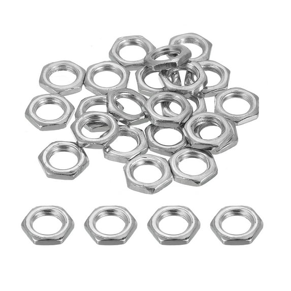 Uxcell M7x1x2mm Steel Hex Nuts, 25Pcs Metric Thread Carbon Steel Zinc Plated Finished Hardware Metal Screw Nuts Fasteners for Machinery Manufacturing, Industrial Use, 10mm Width