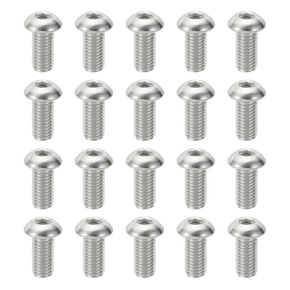 Uxcell M8-1.25x16mm Button Head Socket Cap Screws, 20 Pcs 304 Stainless Steel Hex Socket Cap Screw