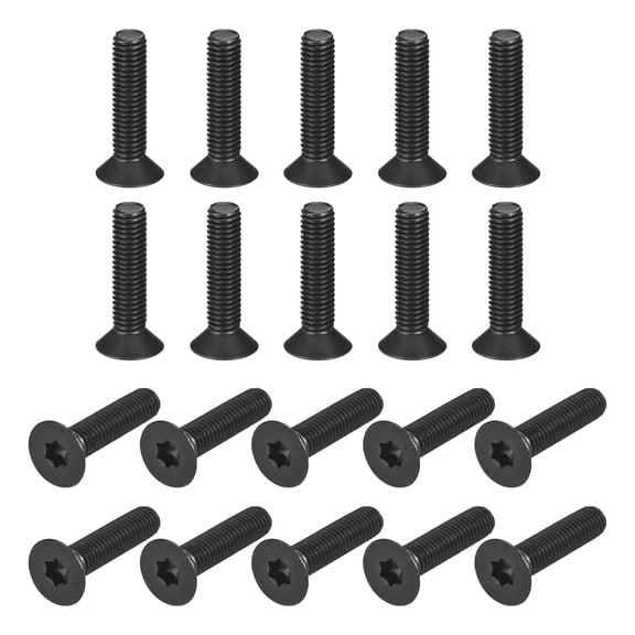 Uxcell M8-1.25x35mm Flat Head Torx Anti Theft Machine Screws, 50Pack 10.9 Grade Alloy Steel, Torx Drive, Countersunk Head, Full Thread, Black Oxide Finish