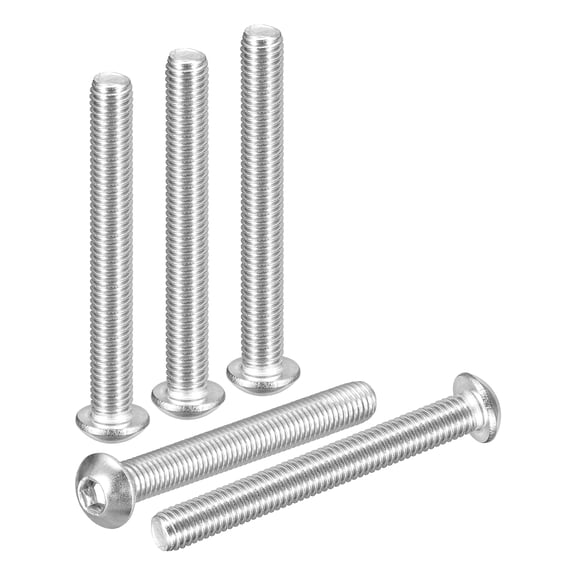 Uxcell M8-1.25x65mm Button Head Socket Cap Screws - 5Pack - Good for Road Bicycle, Mountain Bike, Auto, Motorcycle - 304 Stainless Steel Whitewashed - Hex Drive Fasteners