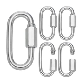Uxcell M8 1.6" 304 Stainless Steel Quick Link Chain Connector, D Ring Chain Hooks 1523 LBS Capacity 5 Pcs
