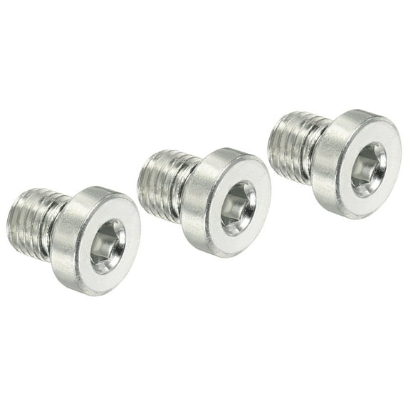 Uxcell M8*1 Internal Hex Head Pipe Fitting Plug, 3 Pack Male Thread 45# Steel Socket Plug with Sealing Ring