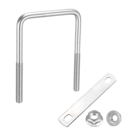 Uxcell M8 2-3/4 Inch Inner Wide Square U Bolts, 4 Inch Length 304 Stainless Steel U-Bolts with Flange Hexagon Nuts, Frame Plates for Trailer, Automotive, (70mm W x 100mm L)