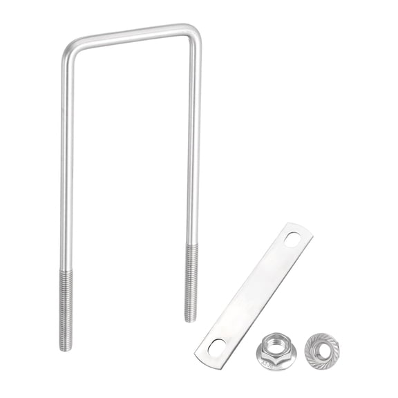 Uxcell M8 2-3/4 Inch Inner Wide Square U Bolts, 7-1/16 Inch Length 304 Stainless Steel U-Bolts with Flange Hexagon Nuts, Frame Plates for Trailer, Automotive, (70mm W x 180mm L)