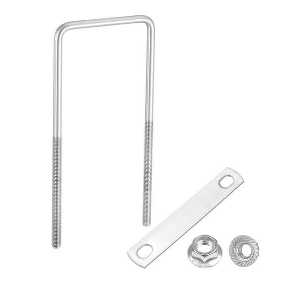 Uxcell M8 3-1/8 Inch Inner Wide Square U Bolts, 7-7/8 Inch Length 304 Stainless Steel U-Bolts with Flange Hexagon Nuts, Frame Plates for Trailer, Automotive, (80mm W x 200mm L)
