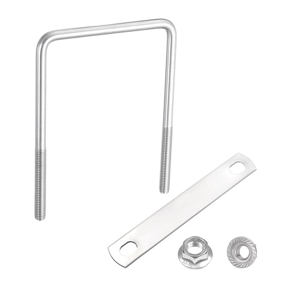 Uxcell M8 3-9/16 Inch Inner Wide Square U Bolts, 5-1/8 Inch Length 304 Stainless Steel U-Bolts with Flange Hexagon Nuts, Frame Plates for Trailer, Automotive, (90mm W x 130mm L)