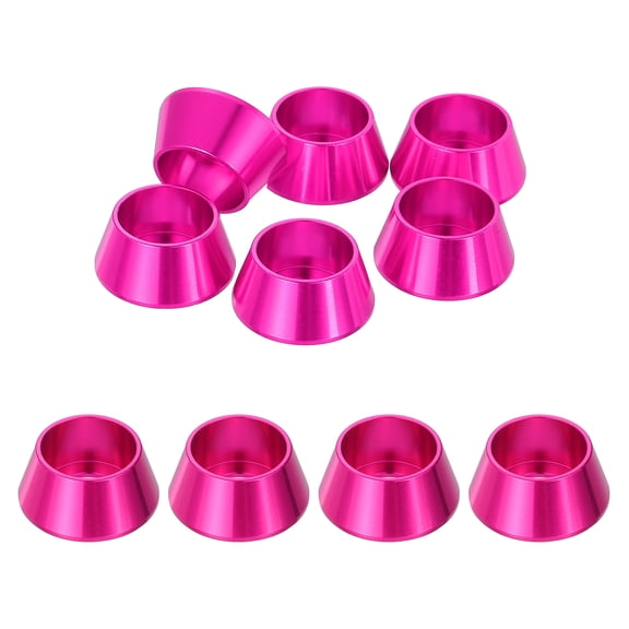 Uxcell M8 Cone Cup Washers, Anodized Aluminum Gaskets Cup Head Washer Gasket for Screw RC/FPV/PC/Drone/Mechanical Accessories Model Parts, Pack of 10 (Rose Red)