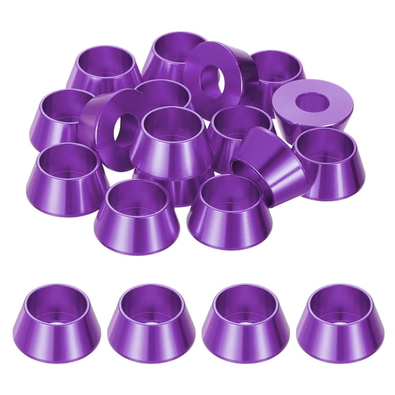 Uxcell M8 Cone Cup Washers, Anodized Aluminum Gaskets Cup Head Washer Gasket for Screw RC/FPV/PC/Drone/Mechanical Accessories Model Parts, Pack of 20 (Purple)