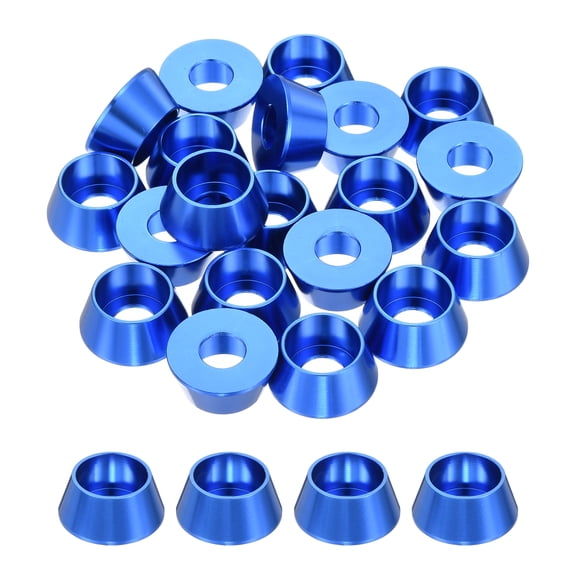 Uxcell M8 Cone Cup Washers, Anodized Aluminum Gaskets for RC/FPV/PC/Drone Accessories, Pack of 20 (Dark Blue)