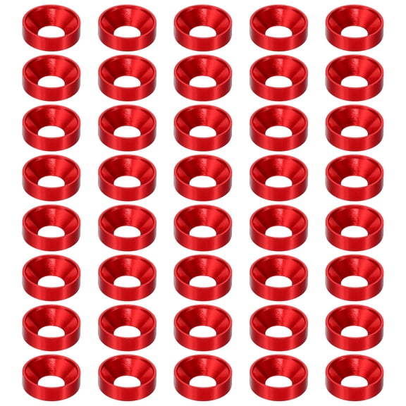 Uxcell M8 Finish Countersunk Washer, 40pcs Aluminum Alloy Flat Cup Head Screw Gasket for Mechanical Parts Red