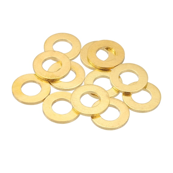 Uxcell M8 Flat Washers, (8mm ID 16mm OD 1.5mm Thickness, Golden) (16 Pcs), Brass Metric Sealing Gasket Ring Crush Washer Spacers for Faucets/Garden/Bolts/Screws/ Hose Pipe