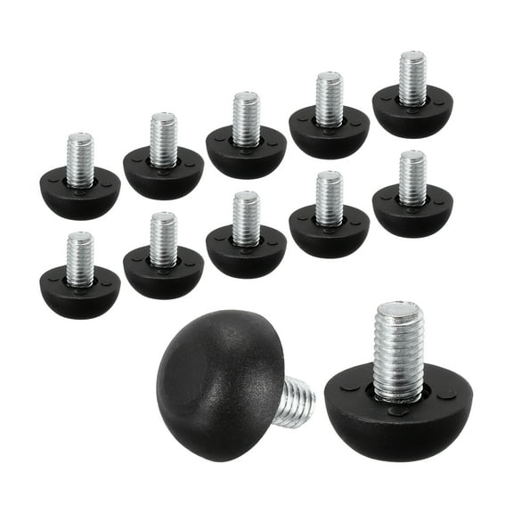 Uxcell M8 Furniture Leg Leveling Feet 8mm x 1.25 Adjustable Threaded Screw-in Feet Levelers, Black 16 Pcs