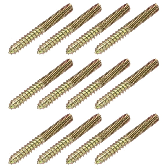 Uxcell M8 Hanger Bolts, 2.8"(70mm) Length Double Headed Bolts Self-Tapping 8mm Screw Wood Dowel Screw Bolt Furniture Accessories - Fitting for (Wood Joint Furniture Legs) 12 Pcs