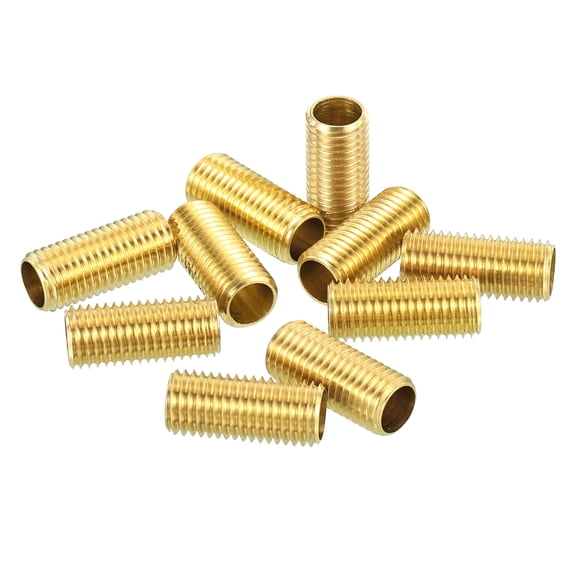 Uxcell M8 Lamp Pipe 18mm Long Threaded Hollow Tube Adapter Brass Coupler Connector Pipe Fitting 10 Pack
