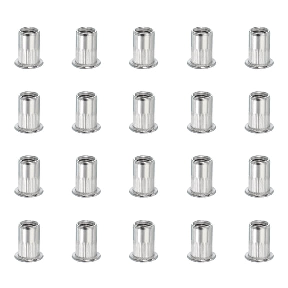 Uxcell 20Pcs M8 Rivet Nuts 304 Stainless Steel Knurled Flat Head Insert Nuts