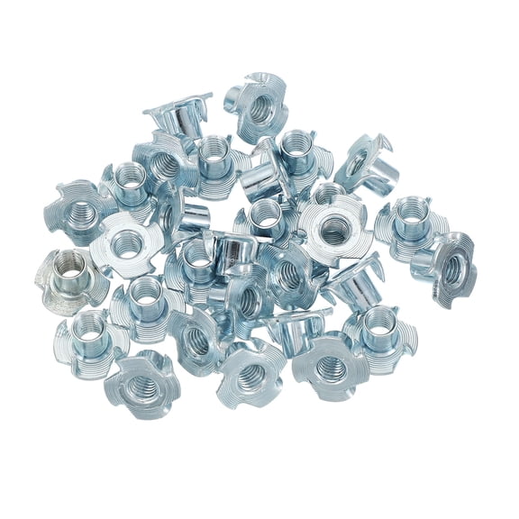 Uxcell M8 T-Nuts, Zinc Plated Steel 4-Pronged Tee Blind Nut 12 mm Length Four-jaw t Nuts Threaded Inserts Hardware 30 Pcs