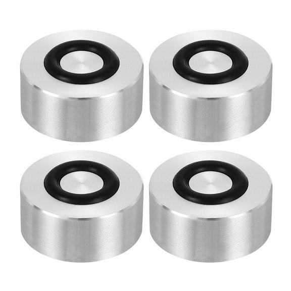 Uxcell M8 Thread 25mm / 1" Dia 15mm Thick Aluminum Circle Disc Glass Top Adapter with Anti-Slip Rubber Ring 4 Pack