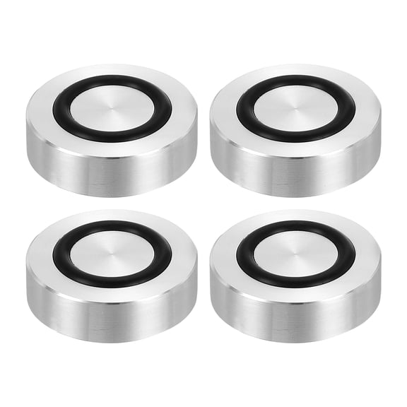 Uxcell M8 Thread 30mm / 1.2" Dia 12mm Thick Aluminum Circle Disc Glass Top Adapter with Anti-Slip Rubber Ring 4 Pack