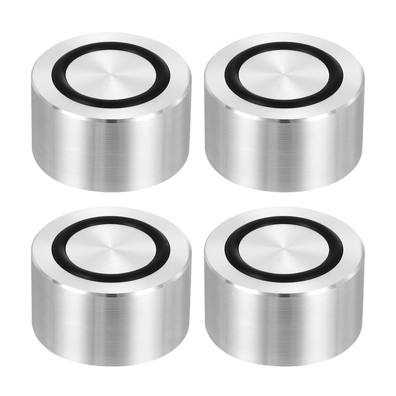 Uxcell M8 Thread 35mm / 1.4" Dia 20mm Thick Aluminum Circle Disc Glass Top Adapter with Anti-Slip Rubber Ring 4 Pack