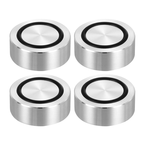 Uxcell M8 Thread 40mm / 1.6" Dia 15mm Thick Aluminum Circle Disc Glass Top Adapter with Anti-Slip Rubber Ring 4 Pack
