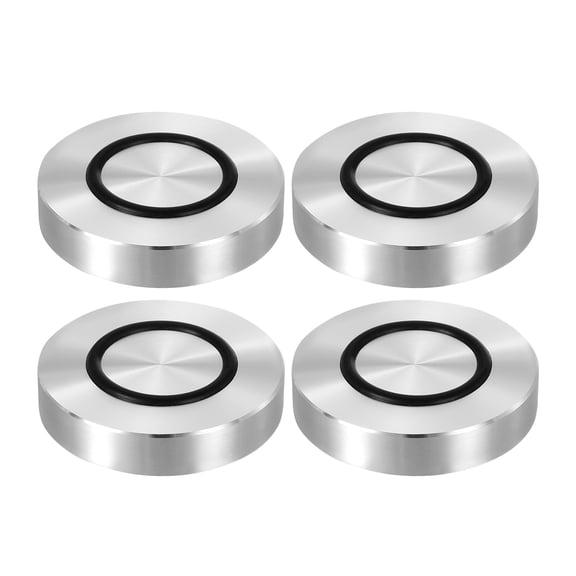 Uxcell M8 Thread 50mm / 2" Dia 12mm Thick Aluminum Circle Disc Glass Top Adapter with Anti-Slip Rubber Ring 4 Pack