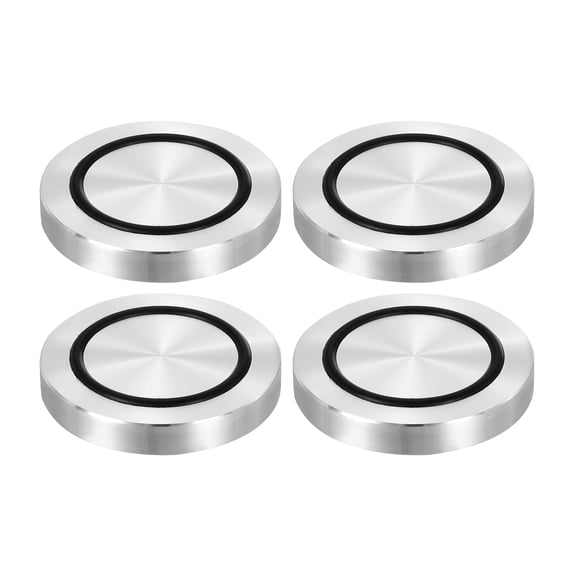 Uxcell M8 Thread 55mm / 2.2" Dia 8mm Thick Aluminum Circle Disc Glass Top Adapter with Anti-Slip Rubber Ring 4 Pack