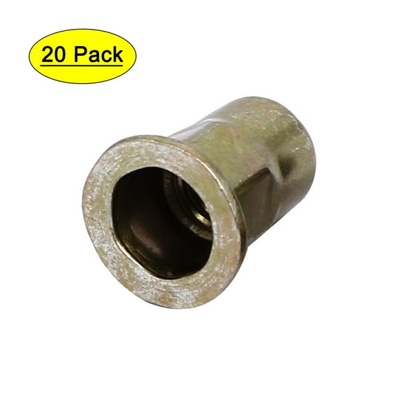 Uxcell M8 Thread Dia. Flat Head Half Hex Body Insert Blind Rivet Nut Fastener (20-pack)