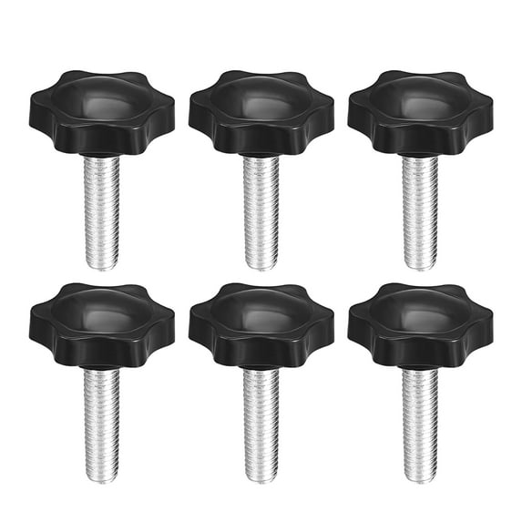 Uxcell Plum Hex Shaped Clamping Screw Knob Male Thread Plastic Silver Tone 6pcs M8 x 1.18"