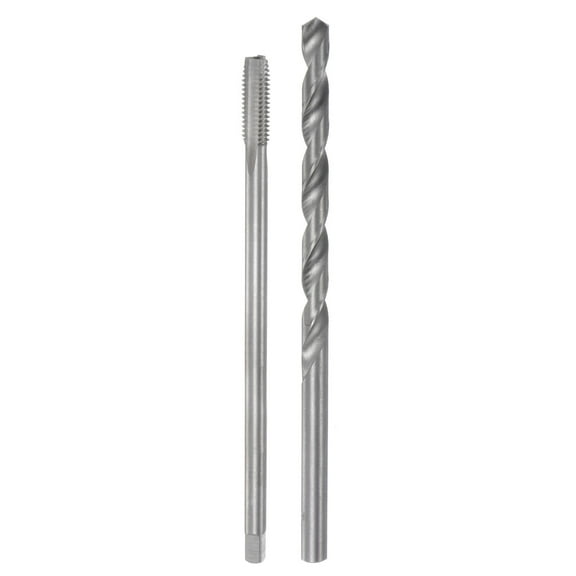 Uxcell M8 x 1.25 150mm Length Straight Flute Thread Tap 8mm Drill Bit Set High Speed Steel