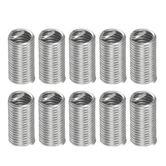 Uxcell M8 x 1.25 3D 24mm 304 Stainless Steel Wire Thread Insert Threaded Sleeve 10 Pack