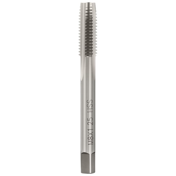Uxcell M8 x 1.25 Straight Flute Tap - M2 High Speed Steel Metric 3 Flute Right Hand Thread Tap Polished Finish Screw Thread Milling Machine Taps Threading Tapping