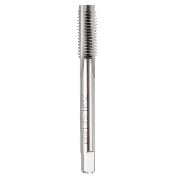 Uxcell M8 x 1.25 Straight Flute Tap - M35 High Speed Steel Metric Right Hand Thread Tap Polished Finish Screw Thread Milling Machine Taps Threading Tapping