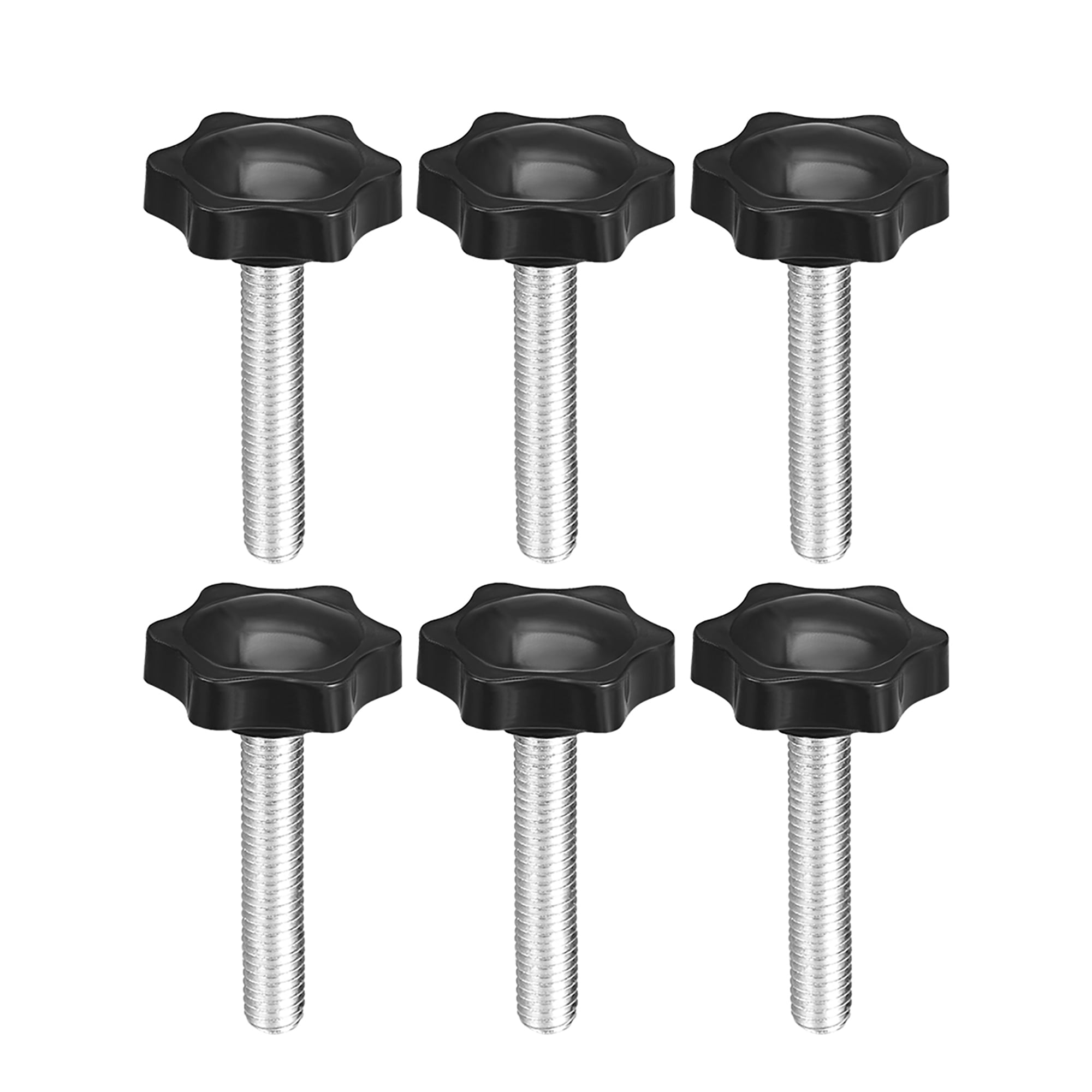 4) M8x1.25x30 , With 50mm knob Male Threaded Plastic Head Screw Knob Black