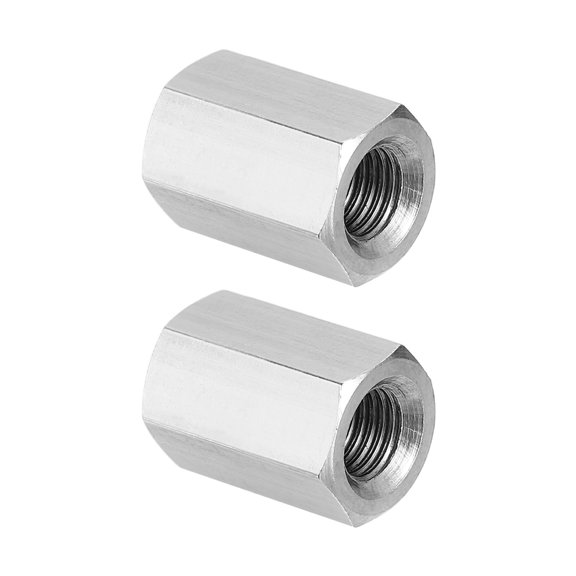 Uxcell M8 x 1-Pitch 304 Stainless Steel Hex Coupling Nuts, 2Pcs 20mm / 0.8" Length Fully Threaded Rod Coupling Nut Studding Connector Fasteners, Silver Tone