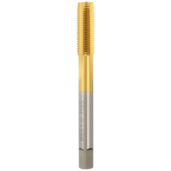Uxcell M8 x 1 Straight Flute Tap - M2 High Speed Steel Metric Right Hand Thread Tap Titanium Finish Screw Thread Milling Machine Taps Threading Tapping