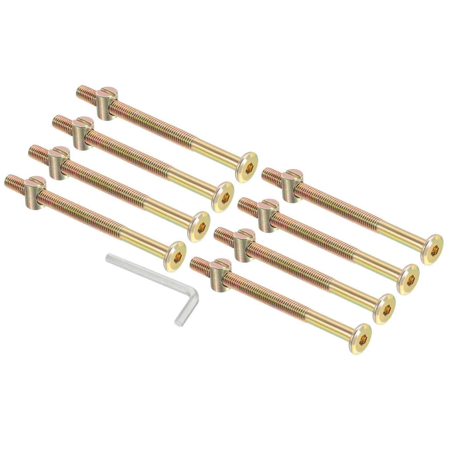 Uxcell M8 x 110mm Bunk Bed Bolts, 8 Pack Hex Drive Socket Cap Barrel Screws Kit Zinc Color