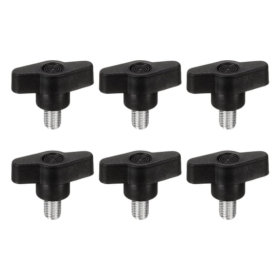Uxcell M8 x 12mm Tee Wing Thumb Screws, 6Pcs Carbon Steel Mechanical Handle Bolt Thumb Screws for Remove Replace Hand Clamping Tightening Knobs Power Supply, Black