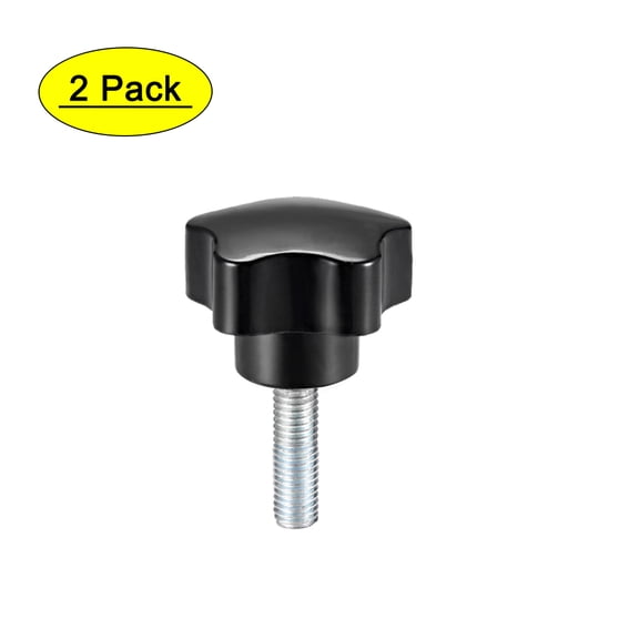 Uxcell M8 x 15mm Male Thread 39mm Head Star Knobs Zinc Plated Black 2 Pack